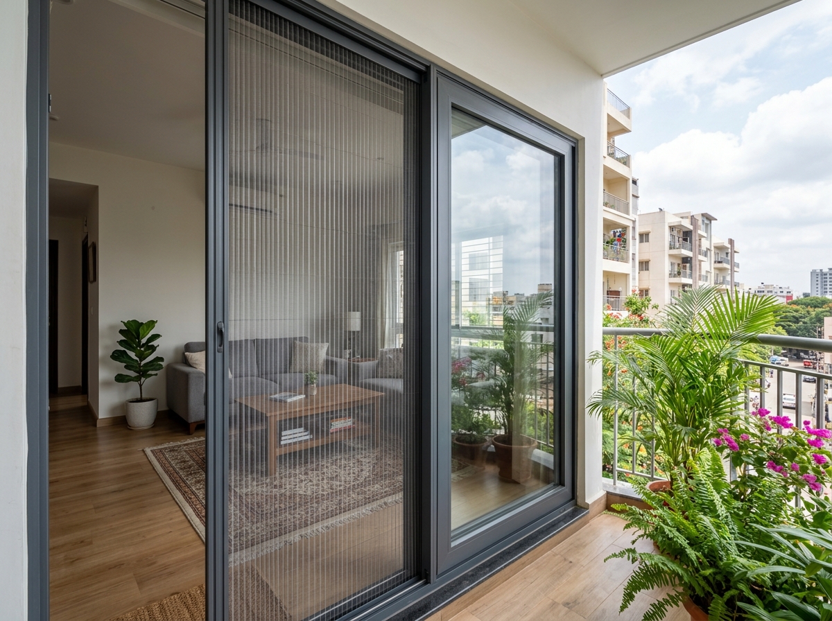 Retractable Pleated Mosquito Mesh Door